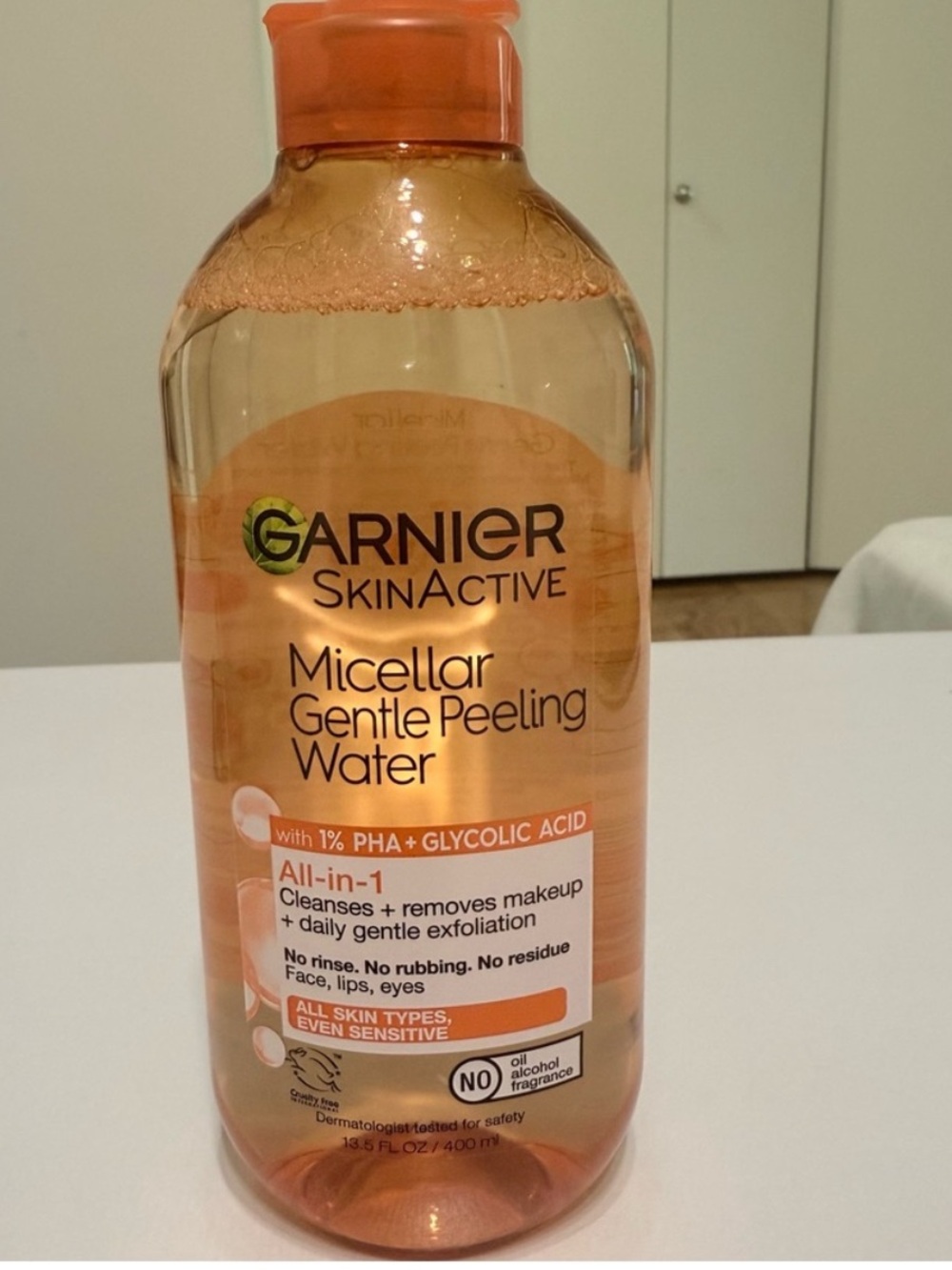 Garnier SkinActive Micellar Gentle Peeling Water - Clear Orange Bottle